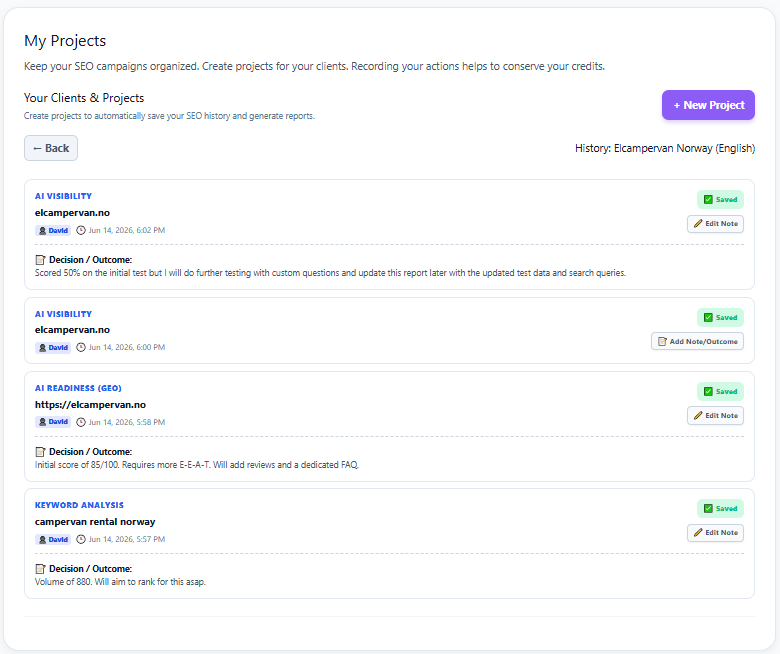 Project History and Decision Ledger